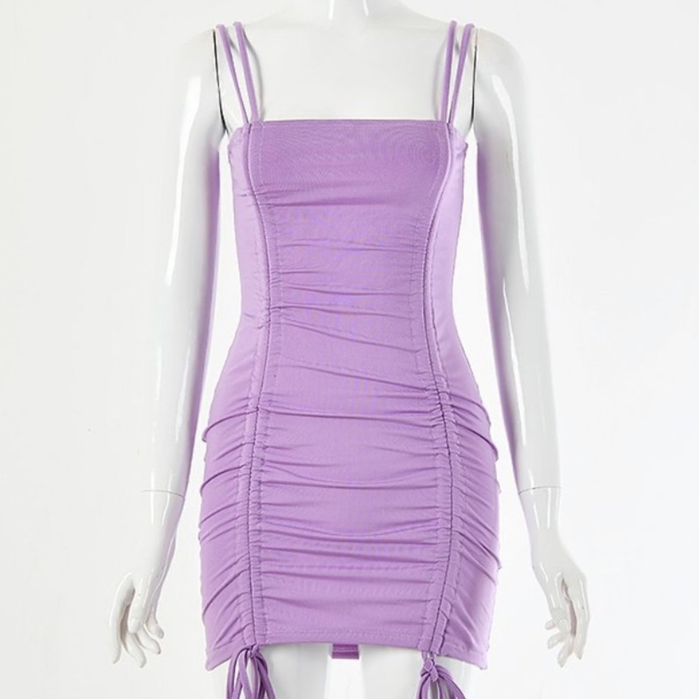 🌸 Purple Ruched Dress - Picture 6 of 7